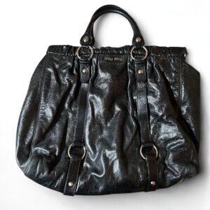 Miu Miu Vitello Lux Handbag Black